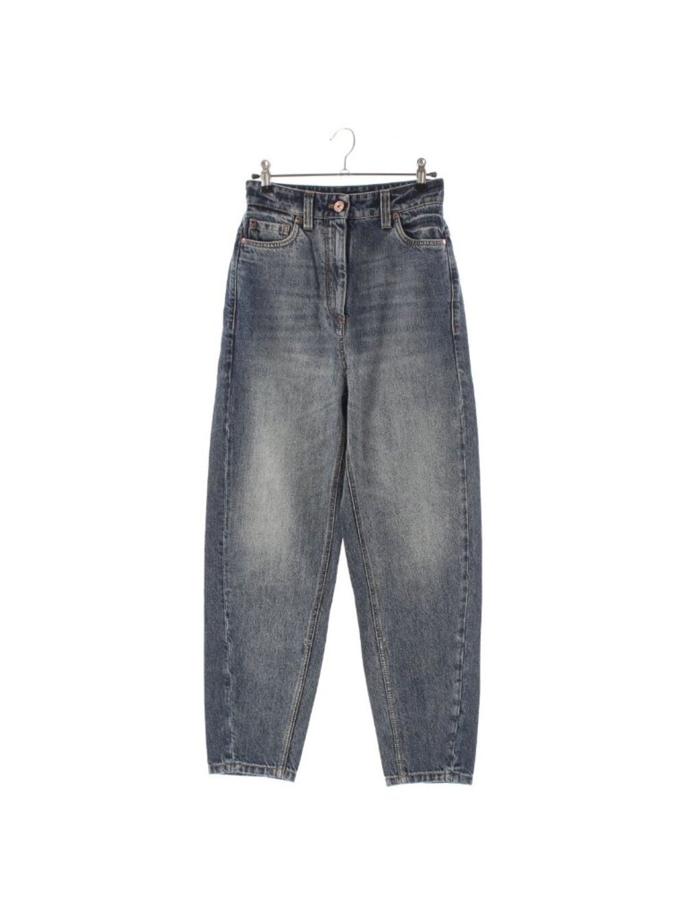 Brunello Cucinelli Denim Tapered Leg High Waist Jeans Pants Blue 36